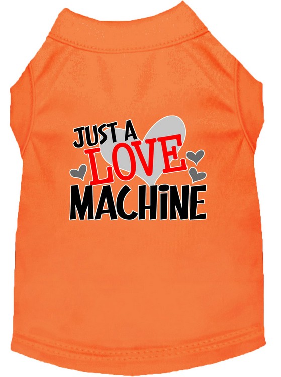 Love Machine Screen Print Dog Shirt Orange XS